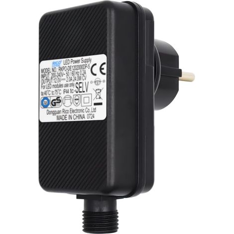 Adaptateur LED D'éclairage de Jardin, DC 12V 2A 24W Alimentation LED étanche IP44 pour Projecteurs de Jardin