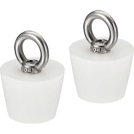 Tappo conico in gomma siliconica, da 28 mm a 37 mm, tappo solido per vasca da bagno con anello per provette, tubo dell'acqua, foro di scarico, bianco, 2 pezzi