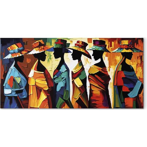 Tableau Coloré Abstrait de Silhouettes Élégantes - 100 x 50 cm (1/3)