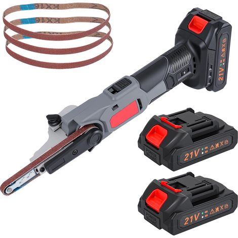 Ponceuse à bande mini sans fil, contrôle à 6 vitesses, angle de bande réglable, 2 Batterie 1 Prise UE (1/2)