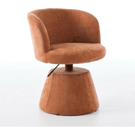 Tabouret de bar pivotant 360° avec hauteur réglable, chaise de salle à manger ronde en chenille terracotta (1/5)