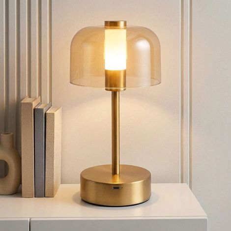 LED Tischlampe Tischleuchte Arbeitszimmerlampe Touchdimmer Gold Metall H 25 cm (1/5)