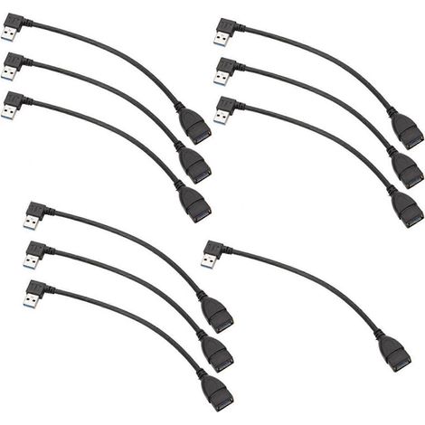 Câble d'extension USB 3.0 coudé à 90° (10x), adaptateur mâle-femelle, port de données gauche (1/5)
