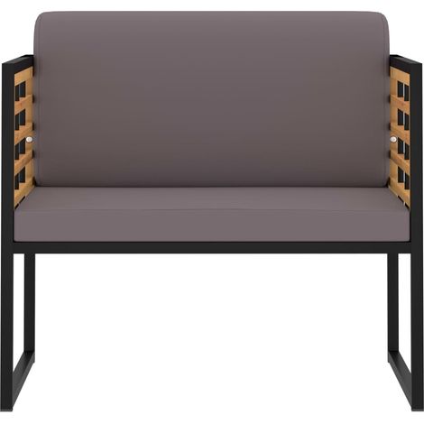 Lot de 2 Chaises de jardin et de camping avec coussins, Chaise de relaxation, Bois d'acacia Gris foncé OIB2475E (1/5)