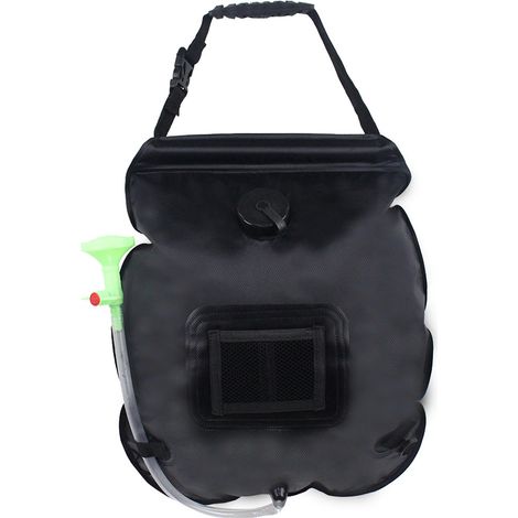 Sac de douche solaire extérieur - 20 L - Pour camping randonnée plage voyage - Sac à eau portable avec thermomètre intégré (1/5)