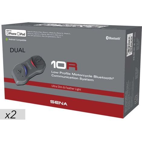 Système de communication Bluetooth pour moto - SENA - 10R-01D - Profil bas - Pack double - Sans télécommande au guidon (1/5)