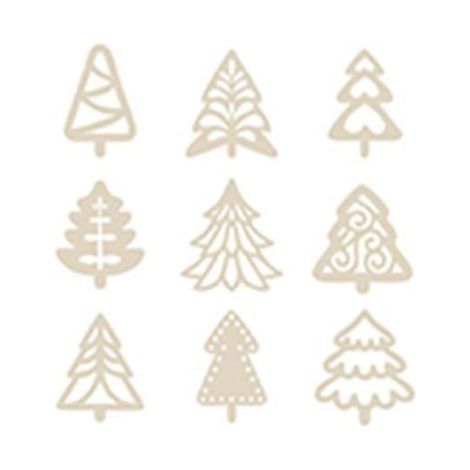 Mini décorations en bois - ARTEMIO - Sapin de Noël - 27 pièces - Beige - Hauteur 2,5 cm (1/2)