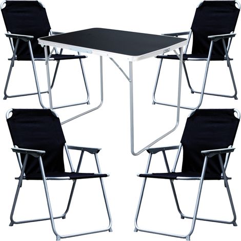 5-tlg Campingsessel schwarz + Campingtisch-MMC330870B+4xMPO2600S (1/4)