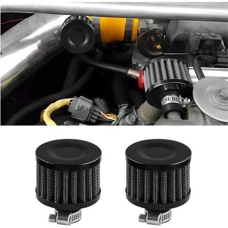 2 Pièces Mini Filtre À Air, Reniflard Admission D'air, Universel Reniflard Carter De Moteur, Filtre Air Froid Reniflard Carter Turbo Ventilateur, Accessoires Automobiles Universels(Noir) (1/5)