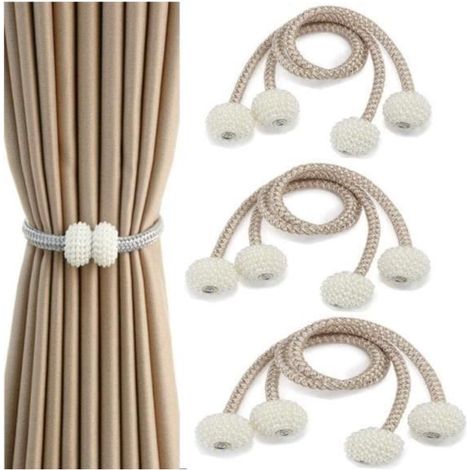 Embrasses à Rideaux, Lot de 6 embrasses magnétiques pour rideaux Accessoires pour Rideaux et Stores, pour la Maison Restaurant (1/4)