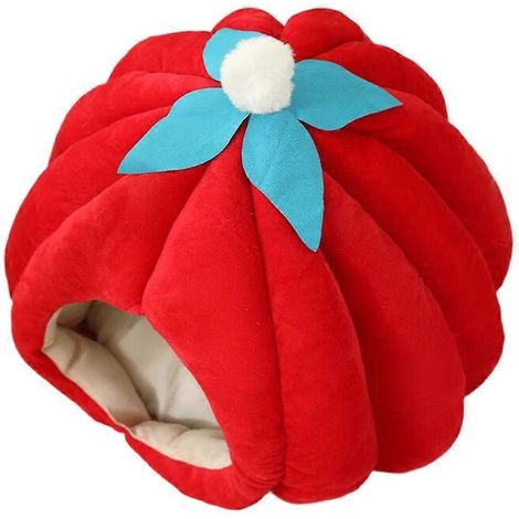 Cache douillet pour chat en forme de citrouille, cachette chaude lavable, grotte déguisement pour félin, nid doux cartoon pour animal. (1/4)