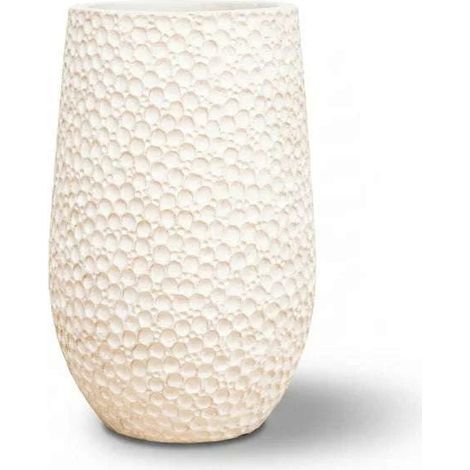 Pot grande taille d'extérieur PARIS 39x63cm blanc, fait main en terre cuite émaillée (1/5)