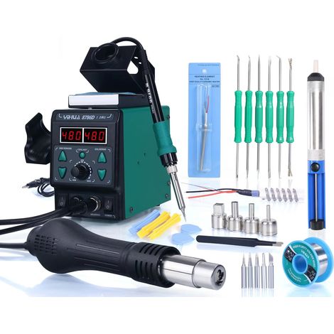 Station de Soudage 8786D 2 en 1 – Fer + Air Chaud Numérique pour Réparation Téléphone, BGA, SMD et Bricolage Électronique