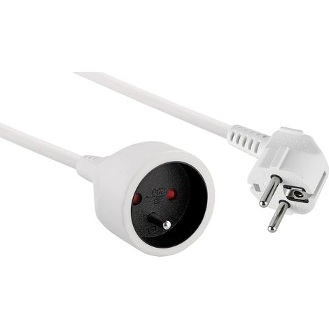 Rallonge Électrique 3m Blanc Câble 3G1,5mm² Prise 16A Sécurité Enfant Usage Intérieur