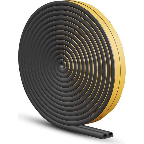Nastro sigillante da 6 m per porte，guarnizione per porte，gommapiuma autoadesiva，striscia sigillante，isolamento acustico，nero D6 m (1/5)