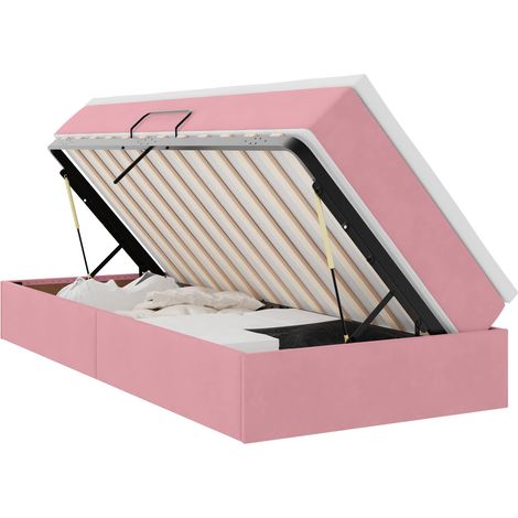 Letto con contenitore e materasso Rosa 90 x 190 cm Velluto vidaXL