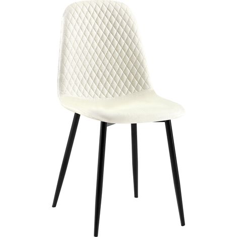 Chaise de salle à manger Giverny avec Piètement en métal noir Tissu Crème (1/5)