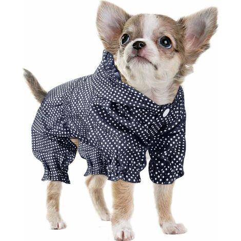 Manteaux Imperméable pour Chien avec Capuche, Imperméable Veste Manteau de Pluie pour Chien de Compagnie Léger Extérieur étanche Poncho de Pluie avec Trou de Harnais (L, Bleu) (1/5)