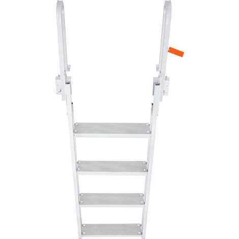 Mophorn Dockleiter,hochklappbar,4 Stufen,158 kg Tragkraft,Aluminium-Pontonbootleiter mit 10,2 cm breiten,rutschfesten Gummistufen,ideal zum Einsteigen auf Schiffe,Seen,Schwimmbäder und aufs Meer