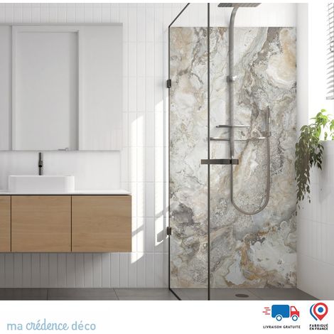 Panneau de douche : Marbre de Apricale - Couleur Beige - Alu composite - 90 - 245 (1/3)