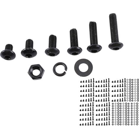 Vis cruciformes à tête bombée M3 en acier allié noir avec écrous hexagonaux et rondelles, kit d'assortiment (1/5)