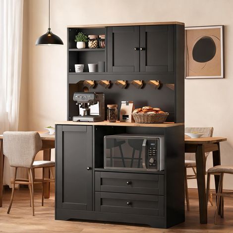 Buffet coloris noir en MDF 100 x 40 x 163 cm (1/5)