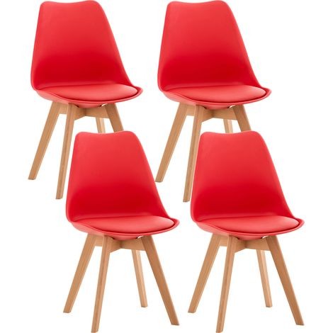 Lot de 4 chaises de salle à manger Linares Rouge Plastique (1/5)