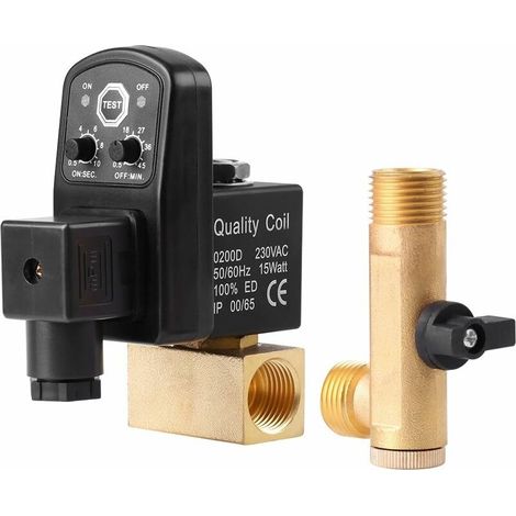 VURAHOME - Vanne de vidange automatique G1/2 DN15, Soupape de vidange minutée électronique automatique pour la gestion des condensats de compresseur d'air(AC230V) (1/5)