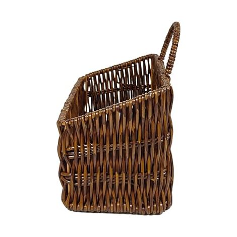Panier Suspendu Mural Préparation en Pe Imitation Rotin Marron Panier de Rangement Rustique Prolonge la Durée de Conservation et Évite L'humidité Cuisine pour Ail et Oignon (1/5)