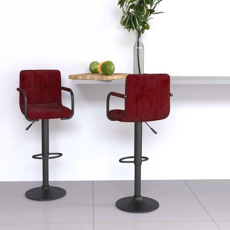 vidaXL Tabourets de bar lot de 2 rouge bordeaux velours (1/5)