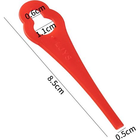 Paquete de 100 cuchillas de repuesto de plástico rojo con forma de calabaza para cortacésped y desbrozadoras. (1/3)