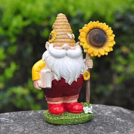 1 Statue de jardin, Nain en résine, Étanche, 15.5x6.5x12cm, Peint à la main, Décoration intérieur et extérieur (1/4)