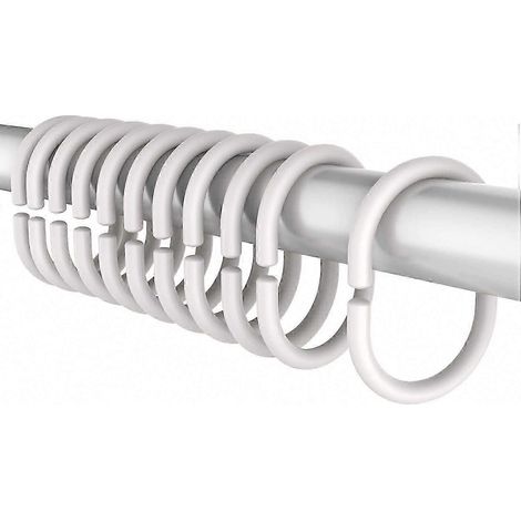 Anneaux et crochets de rideau de douche en plastique pour tringle de fenêtre de douche (paquet de 24, blanc) (1/4)