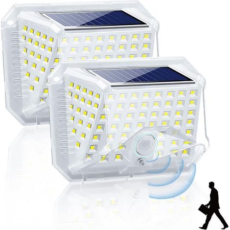 90Led Lampe Solaire Extérieure avec Détecteur de Mouvement,270° Eclairage Lumière Sécurité Etanche,sans Fil lampe mural pour Jardin Parking (1/5)