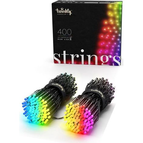 Strisce luminose Twinkly 400 LED RGB con cavo nero e spina tipo F (UE)