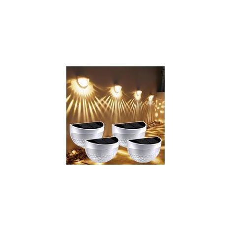 Lot de 4 lampes solaires pour clôture, jardin, extérieur, lumières murales LED étanches à énergie solaire pour mur, jardin, terrasse, clôture, cour, garage, escalier, portail