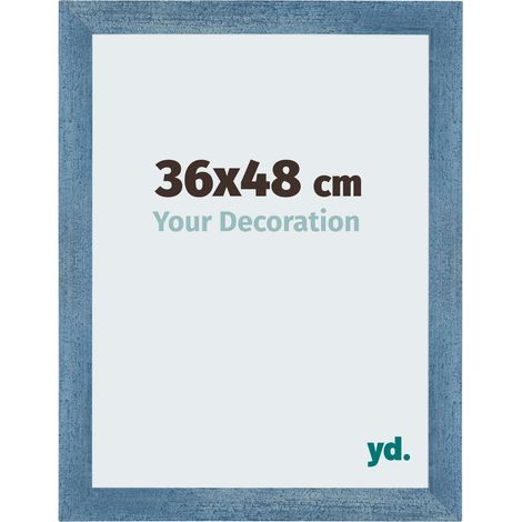 Your Decoration - 36x48 cm - Cadres Photo en MDF Avec Verre acrylique - Anti-Reflet - Excellente Qualité - Bleu Brillant Patiné - Cadre Decoration Murale - Mura.