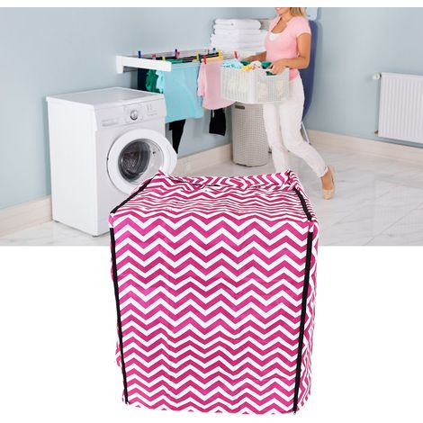 Housse anti-poussière pour lave-linge à tambour entièrement automatique, housse anti-poussière pour sèche-linge, imperméable et résistante au soleil, rouge et blanche. (1/5)