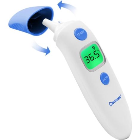 Thermomètre frontal et auriculaire numérique sans contact infrarouge pour bébé, adulte avec alarme de fièvre, fonction mémoire, interrupteur °F/°C (1/5)