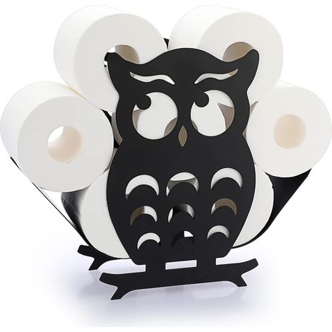 Support de Rouleau de Papier Toilette Porte-Papier en métal Stockage de Papier en Forme de Hibou pour Salle de Bain (Noir) (1/5)