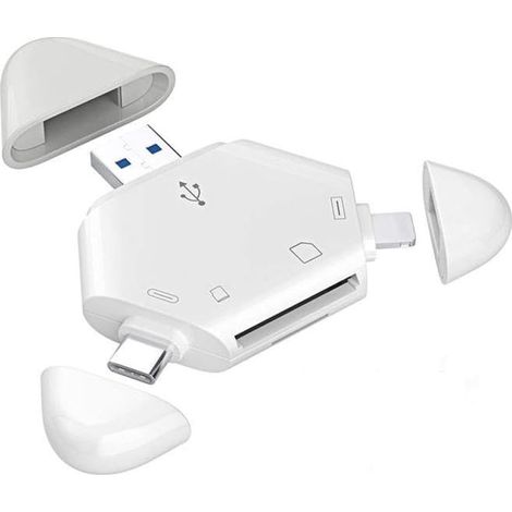 Lecteur de cartes USB-C avec rabat magnétique triangulaire, compatible avec les cartes TF et SD, et utilisable avec les PC, les ordinateurs portables et les téléphones portables. (1/5)