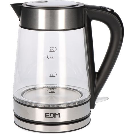 HERVIDOR DE AGUA DE CRISTAL + ACERO INOX 1,7 LITROS 1850 - 2200W EDM (1/5)