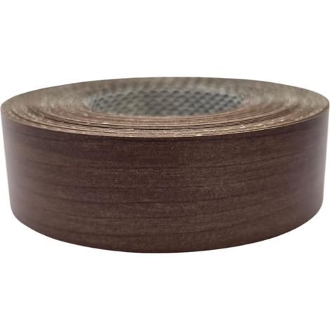 Bande de chant thermocollante 21mm x 5m épaisseur 0,50mm Mélaminé Facile à Appliquer Bricolage Étagère Meuble Panneau Bois Durable, Noyer Caravaggio