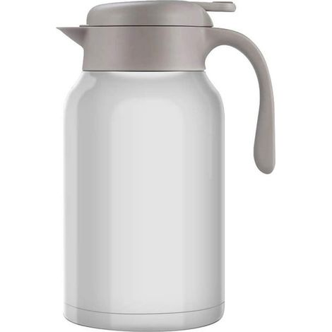 Cafetière isotherme à double paroi en acier inoxydable 304, avec piston, pour jus, lait ou thé (2,0 l) (Blanc) (1/5)
