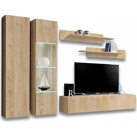 Ensemble Meuble TV Mural "Fly A5" 260cm Naturel (1/2)
