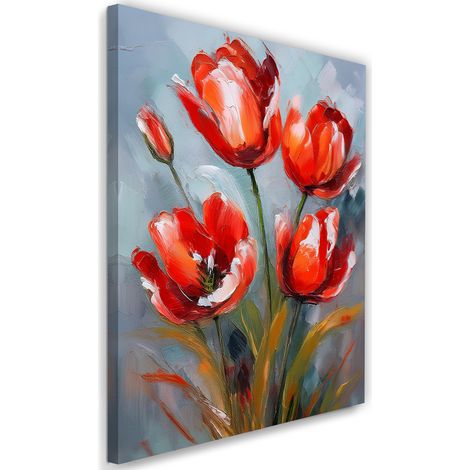 Tableau déco Coquelicots rouges peints Fleurs de la nature 40x60 (1/5)