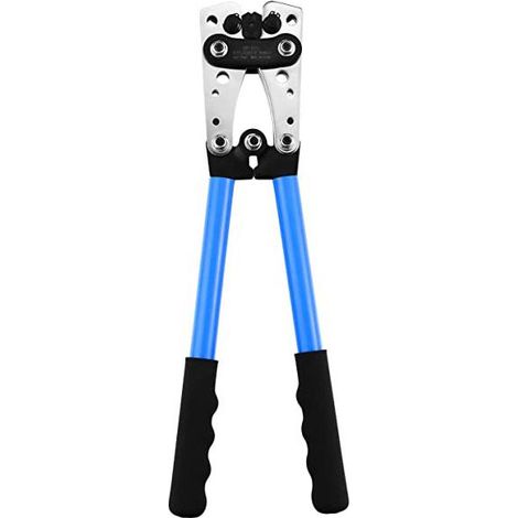 Pinces sertissantes AWG 10 - 0, 6 / 10 / 16 / 25 / 35 / 50 mm ² tee, coupe - câble multifonctions, avec poignée antidérapante, pour électriciens,Multifonctionnel,Bleu (1/5)