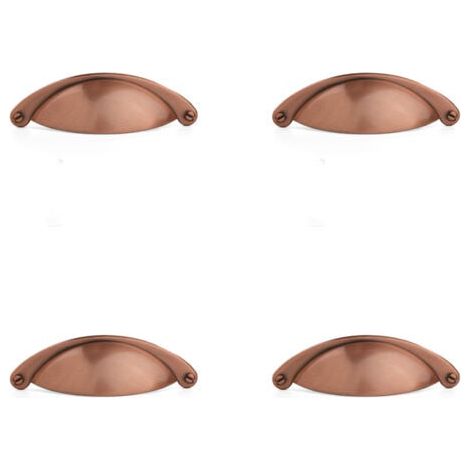 4PCS Poignée Coquille Rétro Poignee de Meuble Vintage Bouton Tiroir Poignée avec Vis pour Placards Armoire Commode Tiroirs (B-430 Bronze rouge brossé) (1/5)