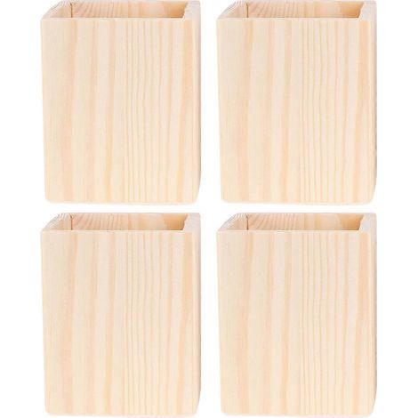 Porte-stylos en bois vierge pour loisirs créatifs et usage bureautique boîte de rangement carrée kaki d'une capacité de 12 stylos (1/5)