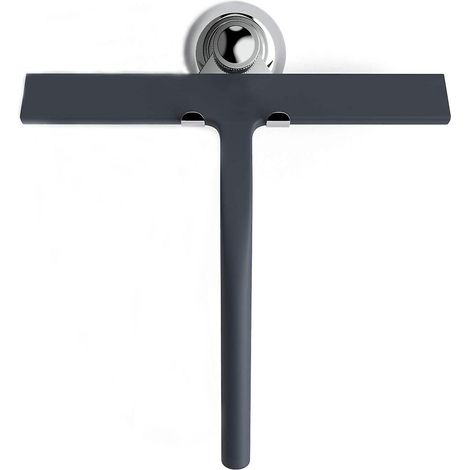 Grattoir de douche avec ventouse - 28 cm noir - Grattoir de fenêtre pour salle de bain - Silicone INOX